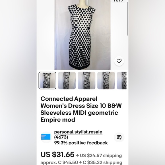 Connect Apparel geometric pattern, sheath, office work, business dress! Size 6 - Picture 12 of 17